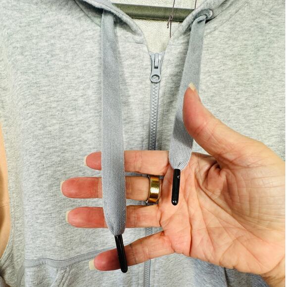 NWOT Stella McCartney x Adidas Heather Gray Peach Hoodie Zip Sweater L - Picture 10 of 16